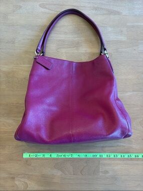 Coach Pebbled Leather Shoulder Bag in Berry Pink